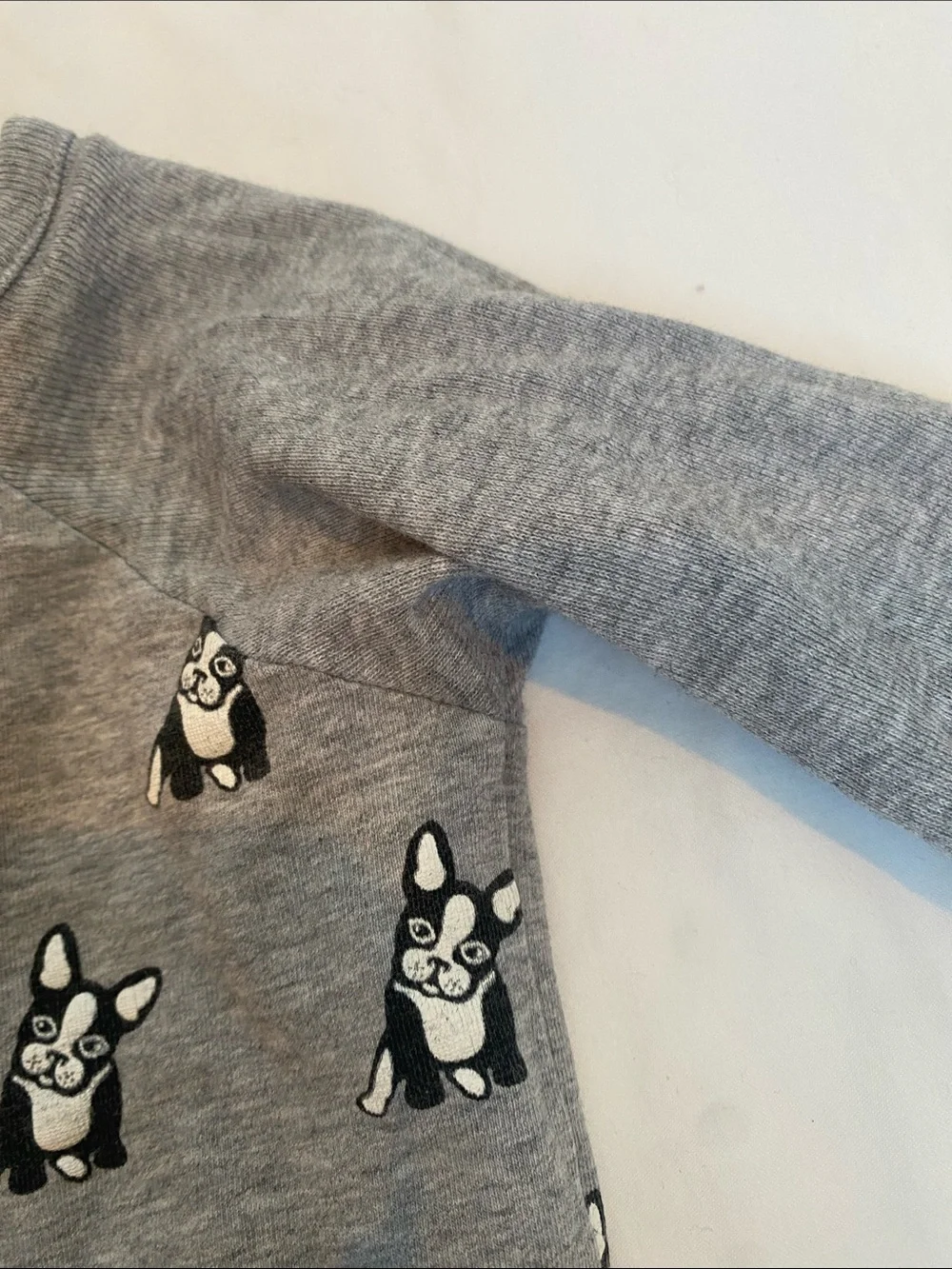 Grey Puppy Print Footed One-Piece for Kids